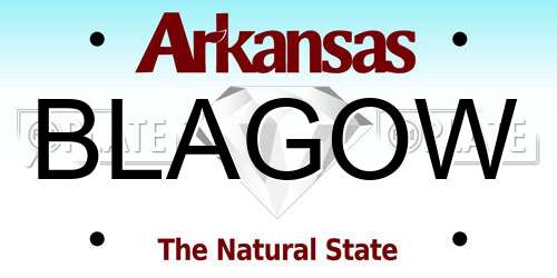 BLAGOW Arkansas License Plate