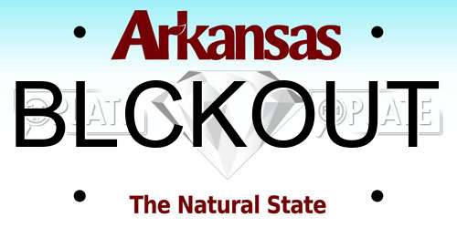 BLCKOUT Arkansas License Plate