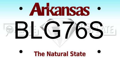 BLG76S Arkansas License Plate