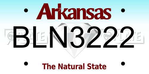 BLN3222 Arkansas License Plate