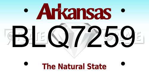 BLQ7259 Arkansas License Plate
