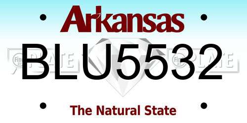 BLU5532 Arkansas License Plate