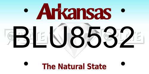 BLU8532 Arkansas License Plate