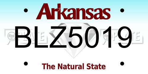 BLZ5019 Arkansas License Plate
