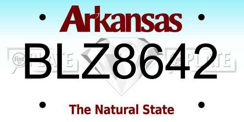 BLZ8642 Arkansas License Plate