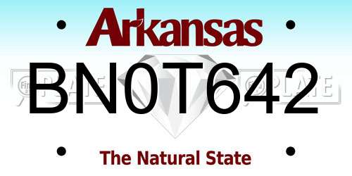 BN0T642 Arkansas License Plate