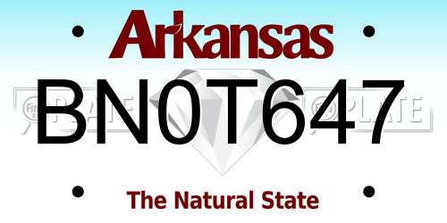 BN0T647 Arkansas License Plate