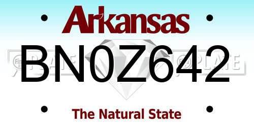 BN0Z642 Arkansas License Plate