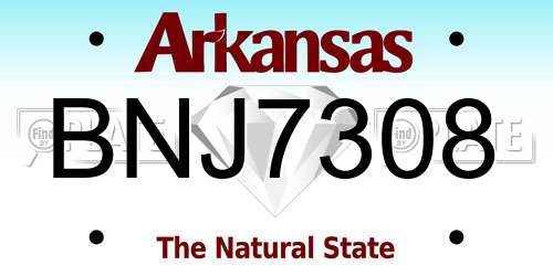 BNJ7308 Arkansas License Plate