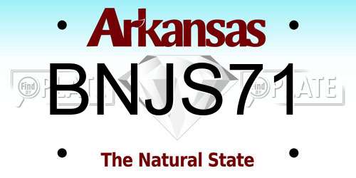 BNJS71 Arkansas License Plate