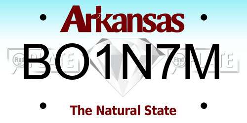 BO1N7M Arkansas License Plate