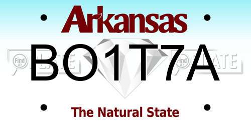 BO1T7A Arkansas License Plate