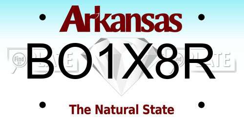 BO1X8R Arkansas License Plate