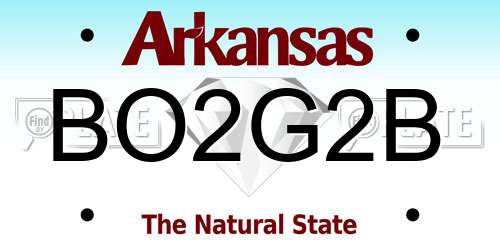BO2G2B Arkansas License Plate