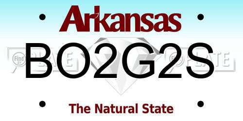 BO2G2S Arkansas License Plate