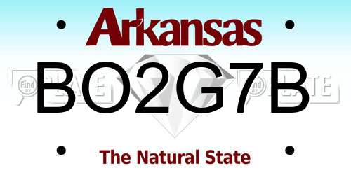 BO2G7B Arkansas License Plate