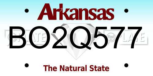 BO2Q577 Arkansas License Plate