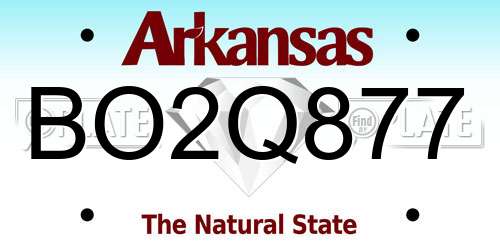 BO2Q877 Arkansas License Plate