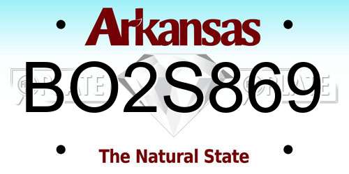 BO2S869 Arkansas License Plate