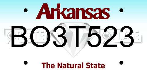 BO3T523 Arkansas License Plate