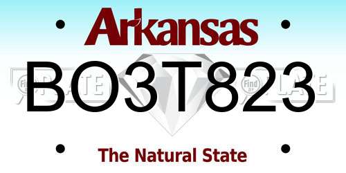 BO3T823 Arkansas License Plate
