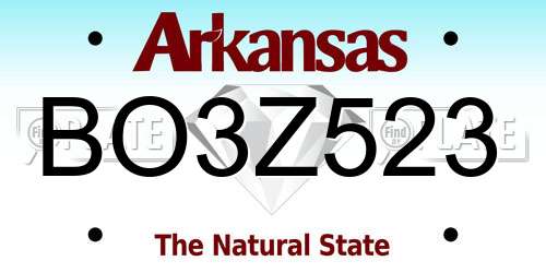 BO3Z523 Arkansas License Plate