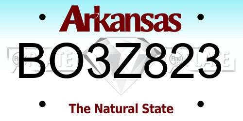 BO3Z823 Arkansas License Plate