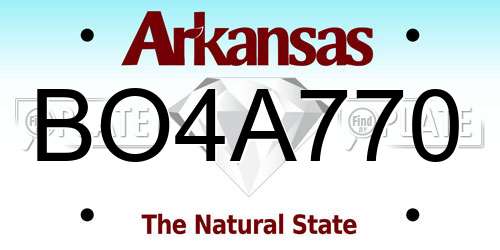 BO4A770 Arkansas License Plate