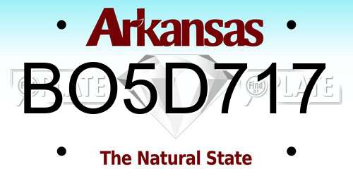 BO5D717 Arkansas License Plate