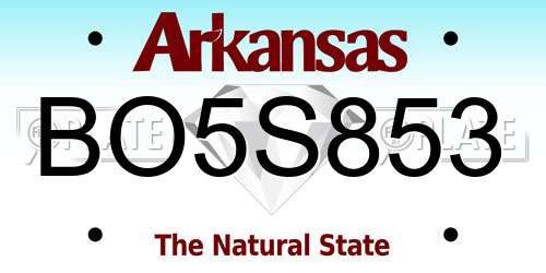 BO5S853 Arkansas License Plate