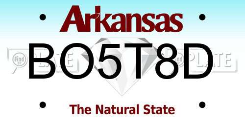 BO5T8D Arkansas License Plate