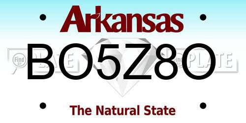 BO5Z8O Arkansas License Plate