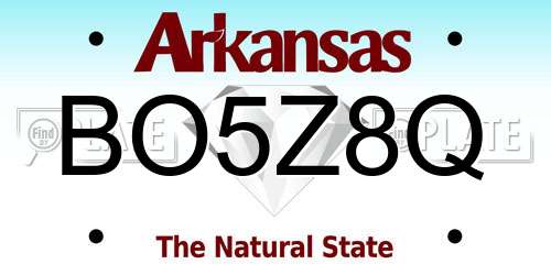BO5Z8Q Arkansas License Plate