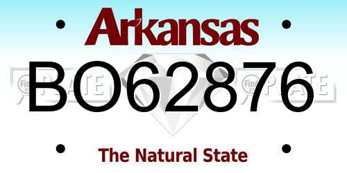 BO62876 Arkansas License Plate