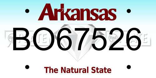 BO67526 Arkansas License Plate