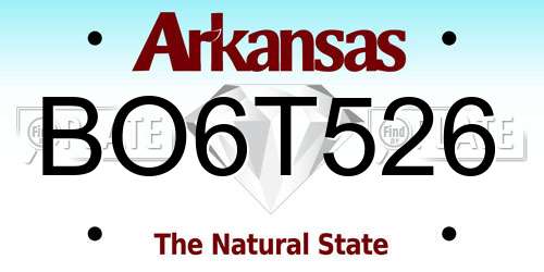 BO6T526 Arkansas License Plate