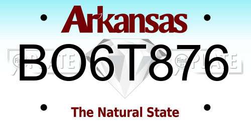 BO6T876 Arkansas License Plate