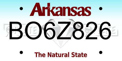 BO6Z826 Arkansas License Plate