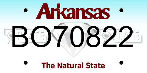 BO70822 Arkansas License Plate