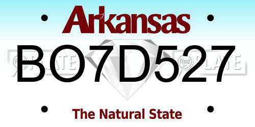 BO7D527 Arkansas License Plate