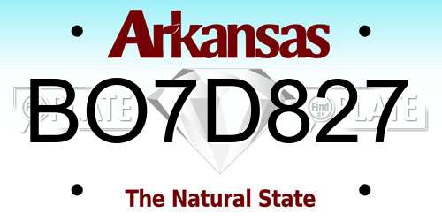 BO7D827 Arkansas License Plate