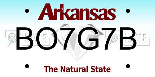 BO7G7B Arkansas License Plate
