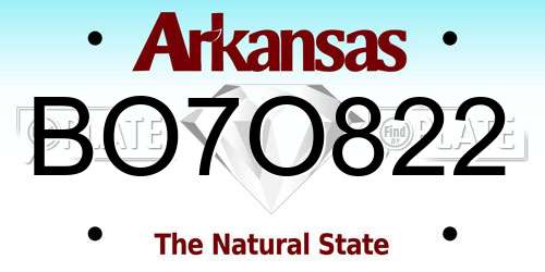 BO7O822 Arkansas License Plate