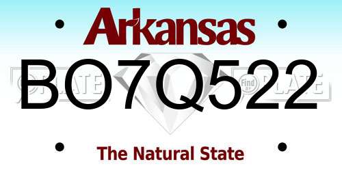 BO7Q522 Arkansas License Plate