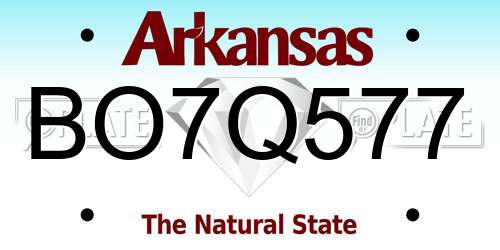 BO7Q577 Arkansas License Plate