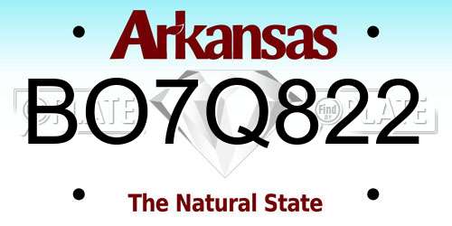 BO7Q822 Arkansas License Plate