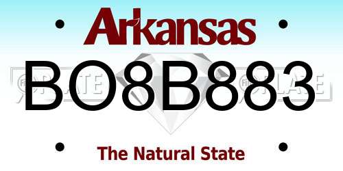BO8B883 Arkansas License Plate