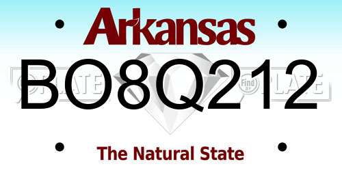 BO8Q212 Arkansas License Plate