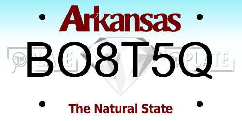 BO8T5Q Arkansas License Plate