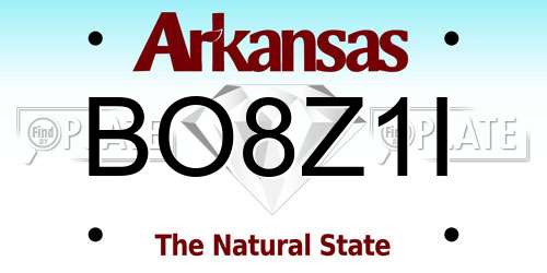 BO8Z1I Arkansas License Plate
